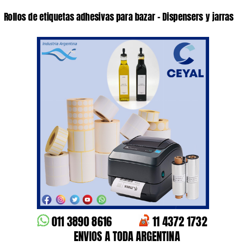 Rollos de etiquetas adhesivas para bazar - Dispensers y jarras