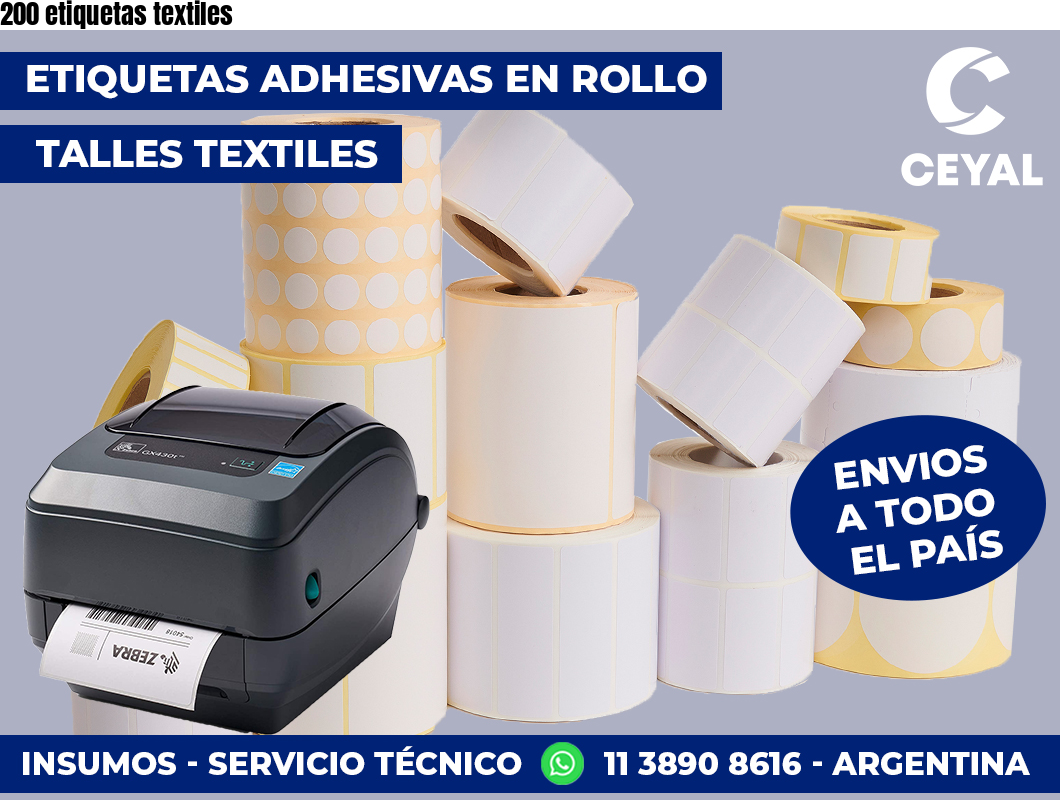 200 etiquetas textiles