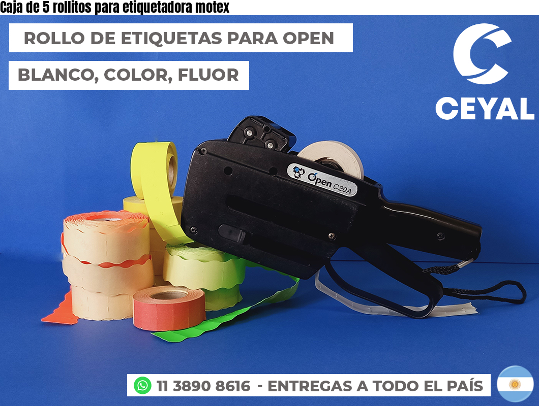 Caja de 5 rollitos para etiquetadora motex