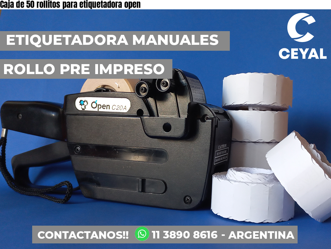 Caja de 50 rollitos para etiquetadora open