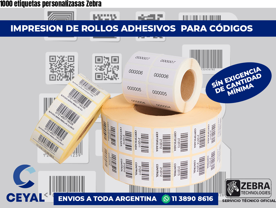 1000 etiquetas personalizasas Zebra