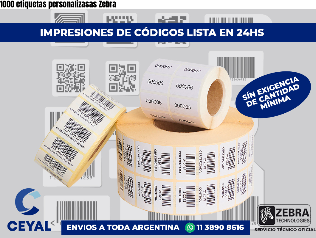 1000 etiquetas personalizasas Zebra