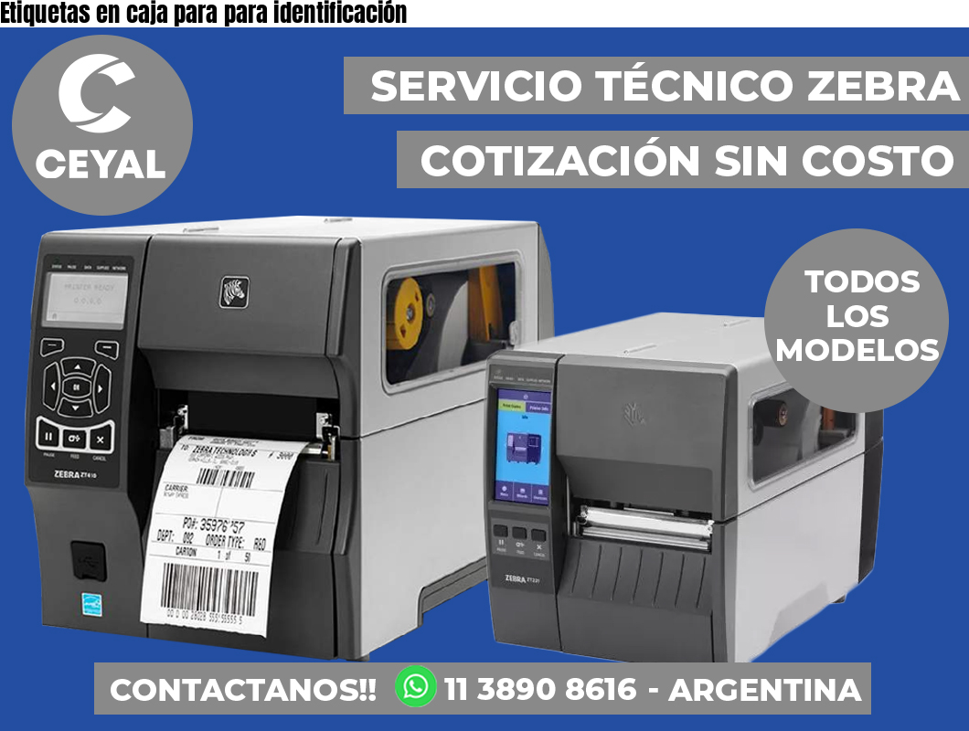 Etiquetas en caja para para identificación