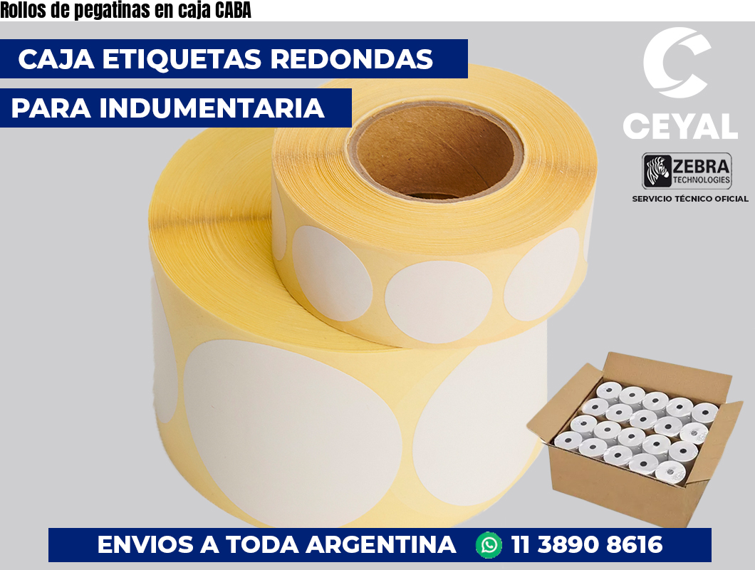 Rollos de pegatinas en caja CABA