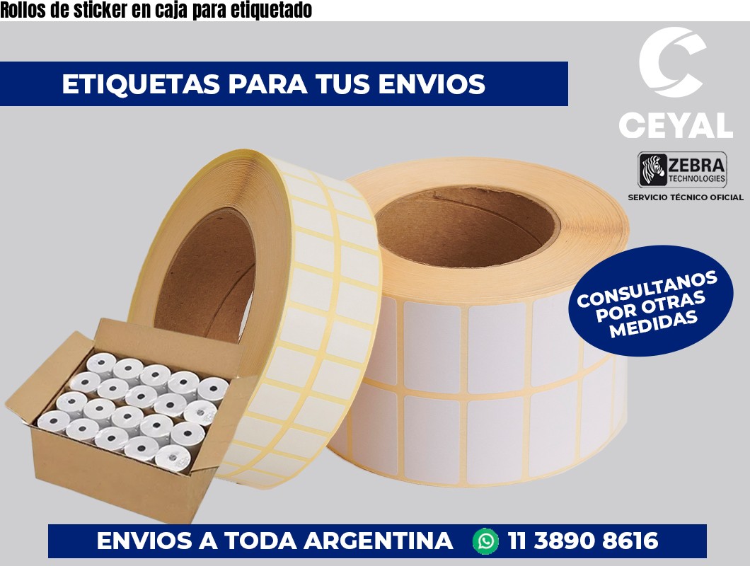 Rollos de sticker en caja para etiquetado