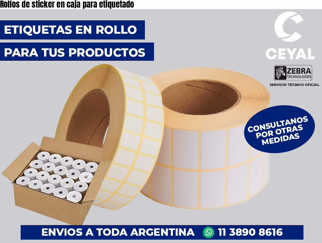 Rollos de sticker en caja para etiquetado