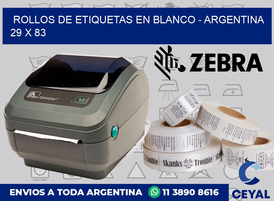 Rollos de etiquetas en blanco – Argentina 29 x 83