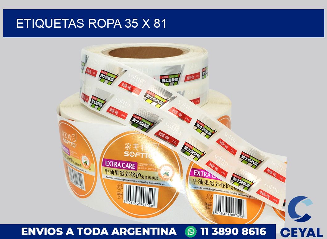etiquetas ropa 35 x 81