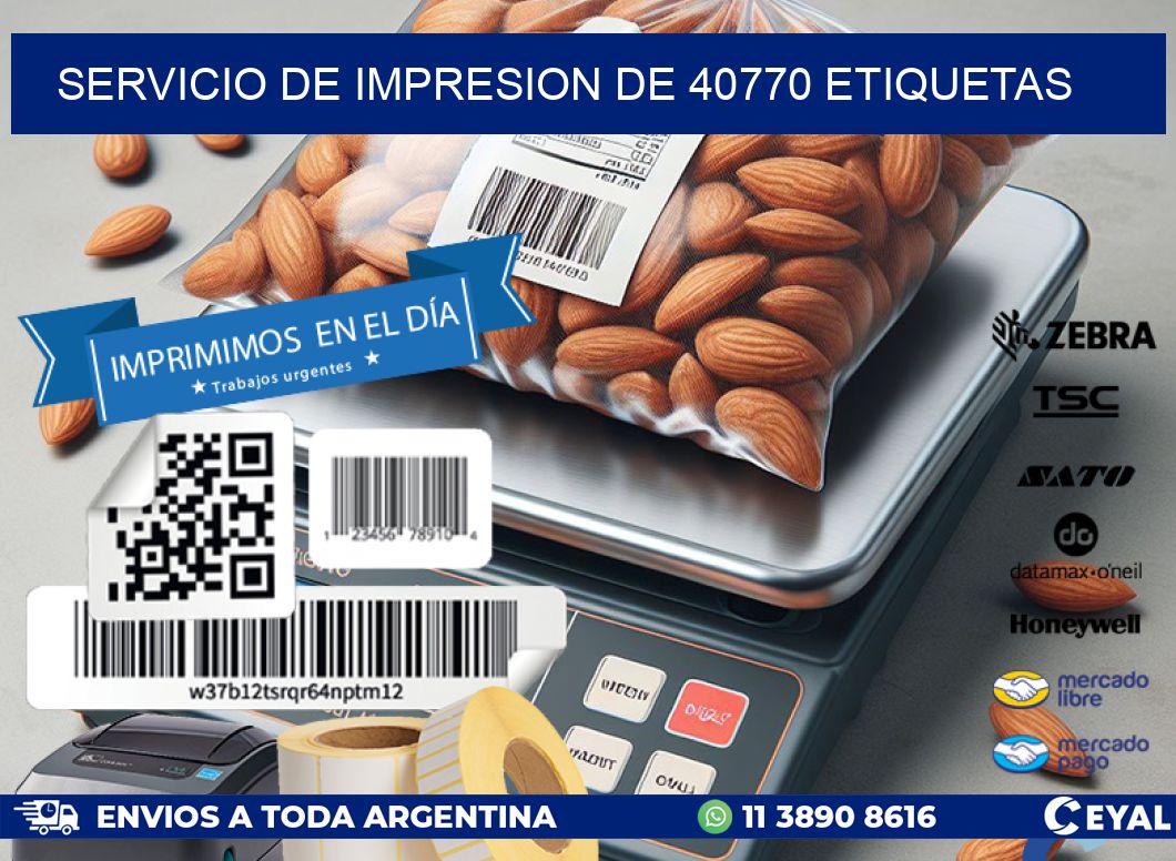 SERVICIO DE IMPRESION DE 40770 ETIQUETAS