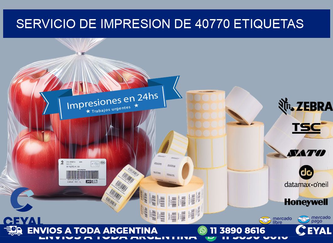 SERVICIO DE IMPRESION DE 40770 ETIQUETAS