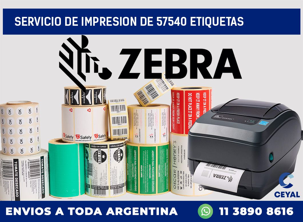 SERVICIO DE IMPRESION DE 57540 ETIQUETAS