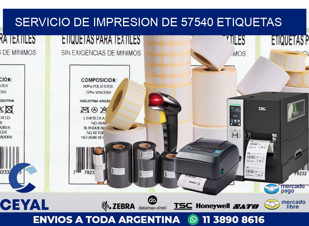 SERVICIO DE IMPRESION DE 57540 ETIQUETAS