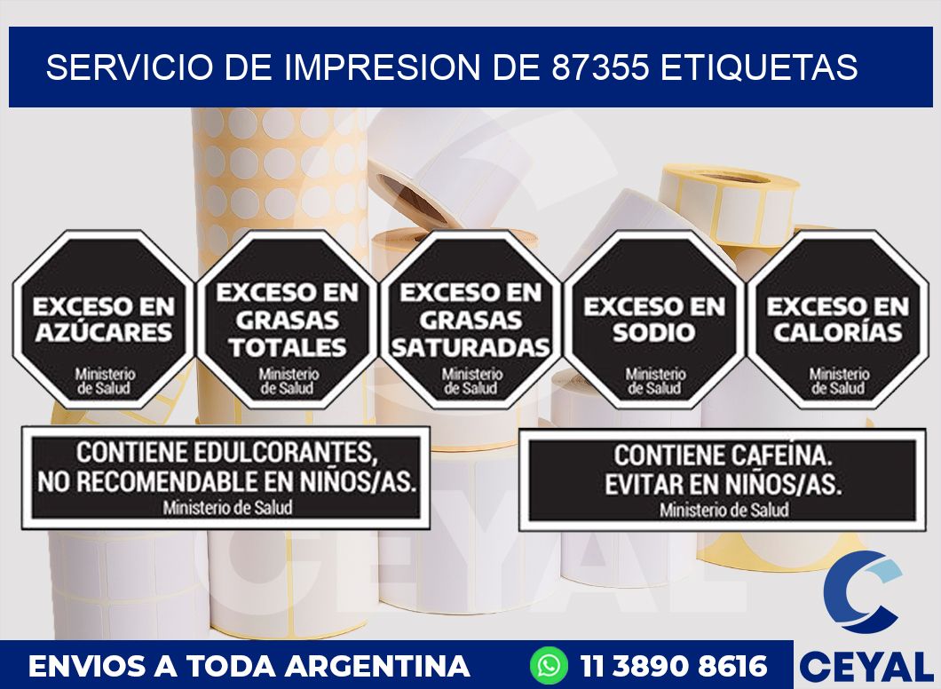 SERVICIO DE IMPRESION DE 87355 ETIQUETAS