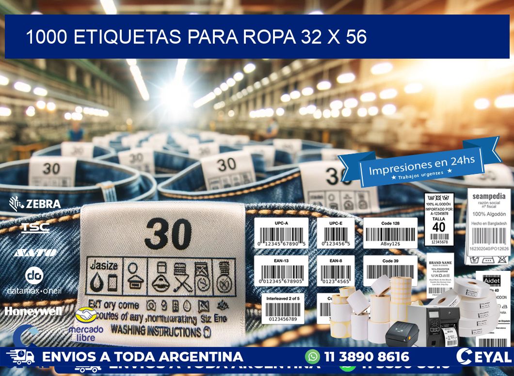 1000 ETIQUETAS PARA ROPA 32 x 56