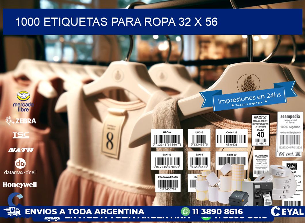 1000 ETIQUETAS PARA ROPA 32 x 56