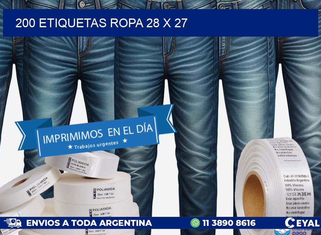 200 ETIQUETAS ROPA 28 x 27