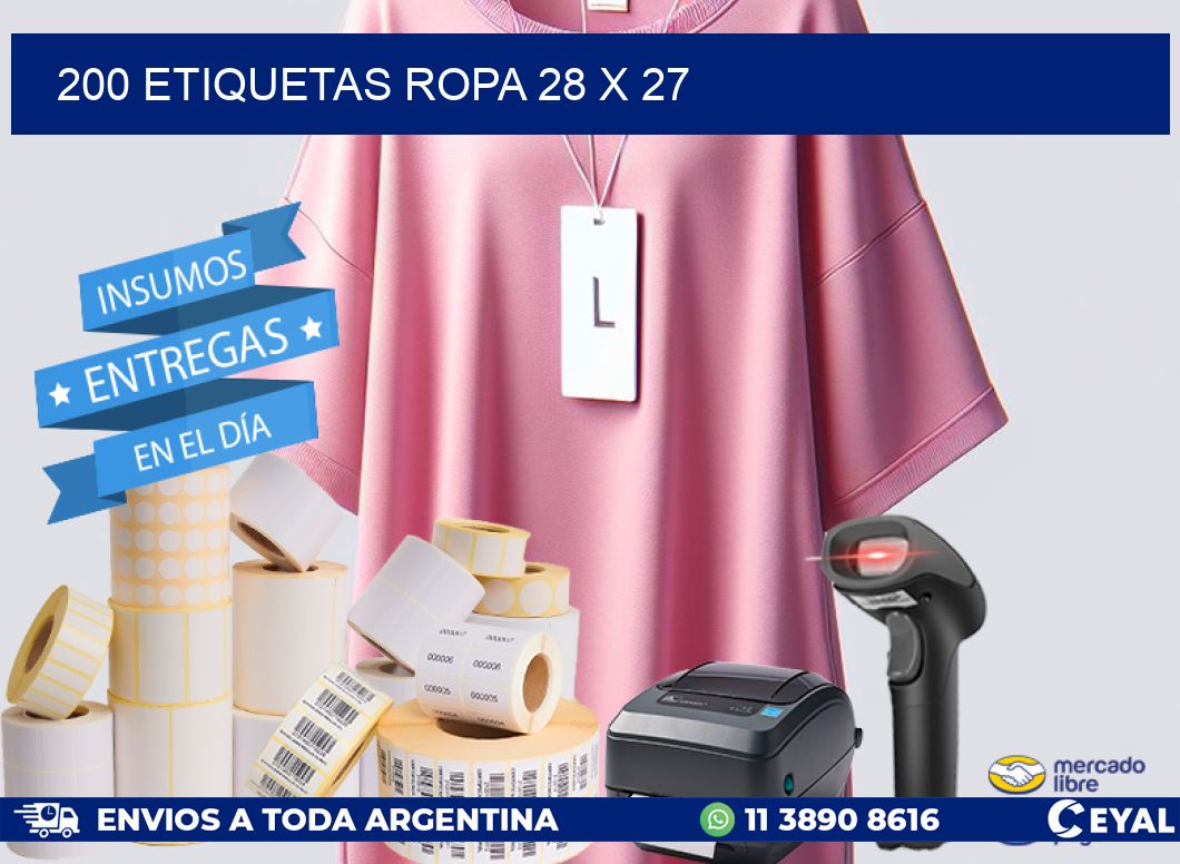 200 ETIQUETAS ROPA 28 x 27