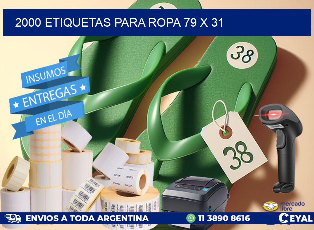 2000 ETIQUETAS PARA ROPA 79 x 31