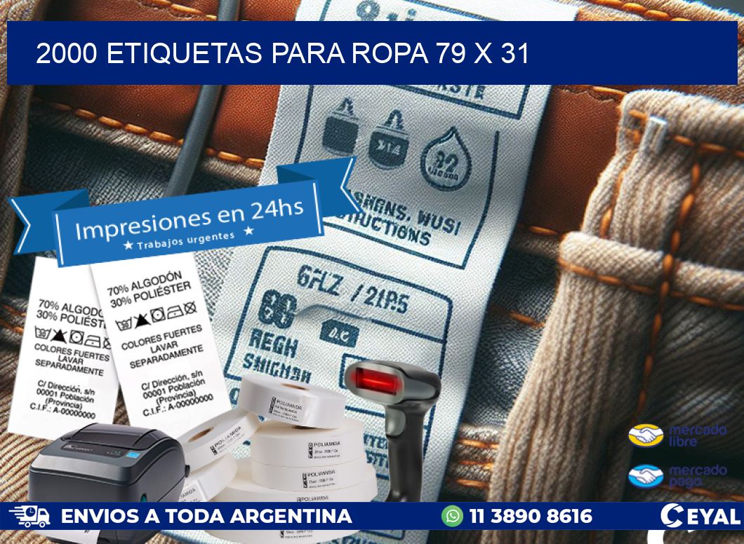 2000 ETIQUETAS PARA ROPA 79 x 31