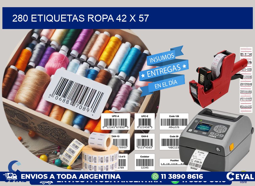 280 ETIQUETAS ROPA 42 x 57