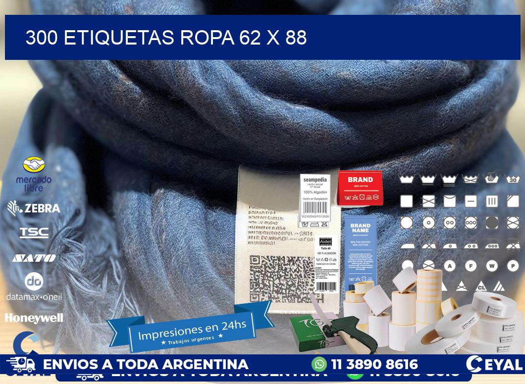 300 ETIQUETAS ROPA 62 x 88