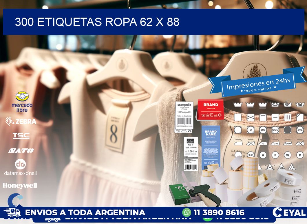 300 ETIQUETAS ROPA 62 x 88