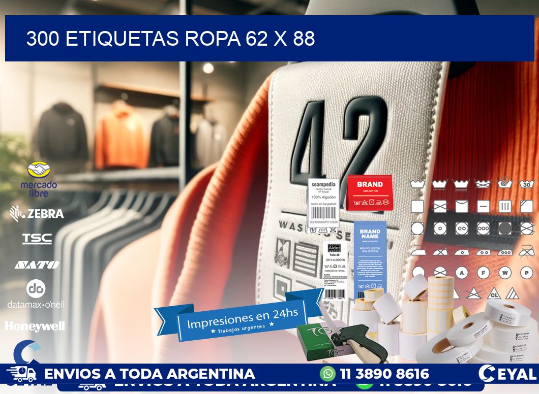 300 ETIQUETAS ROPA 62 x 88