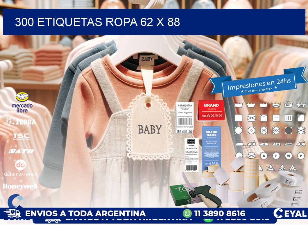 300 ETIQUETAS ROPA 62 x 88