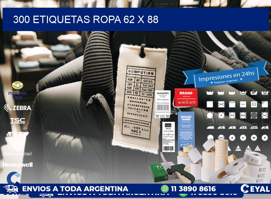 300 ETIQUETAS ROPA 62 x 88