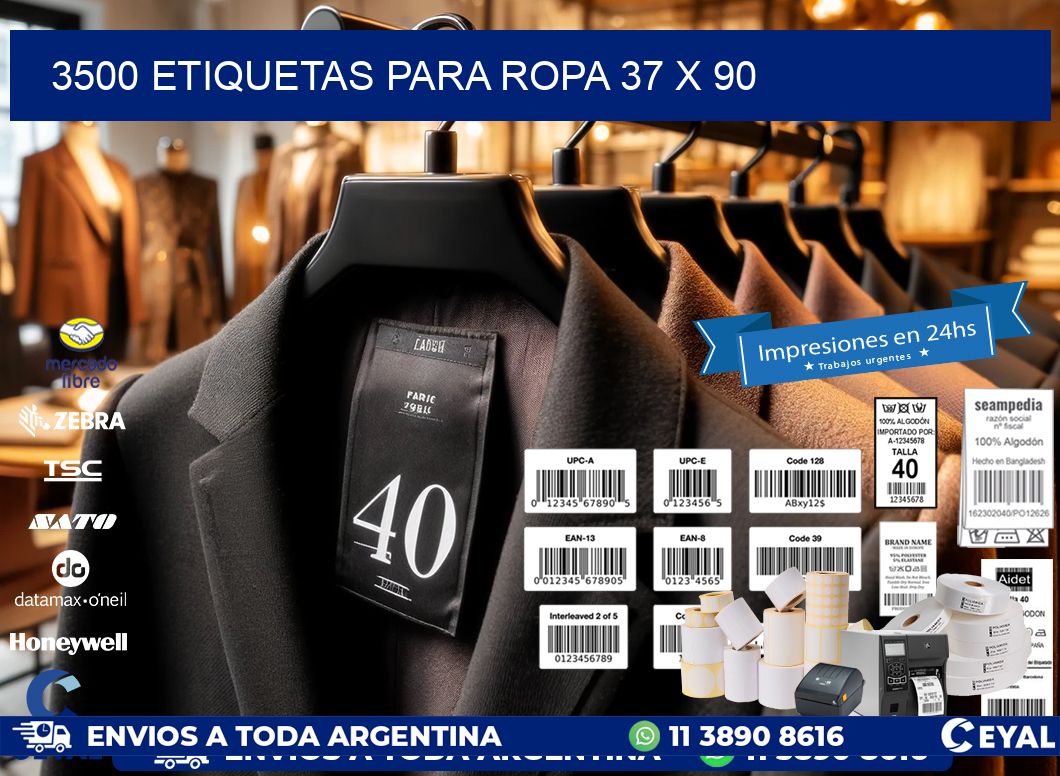 3500 ETIQUETAS PARA ROPA 37 x 90