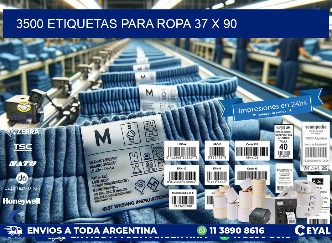 3500 ETIQUETAS PARA ROPA 37 x 90