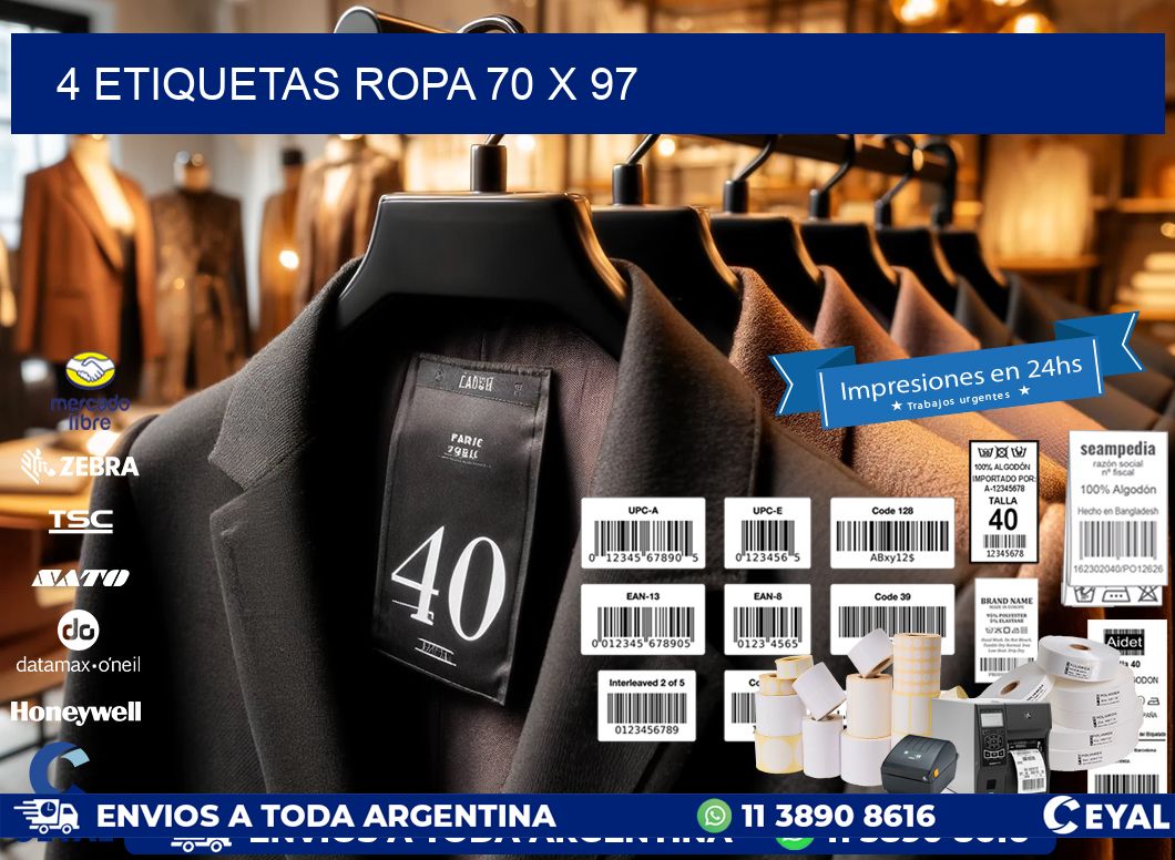 4 ETIQUETAS ROPA 70 x 97