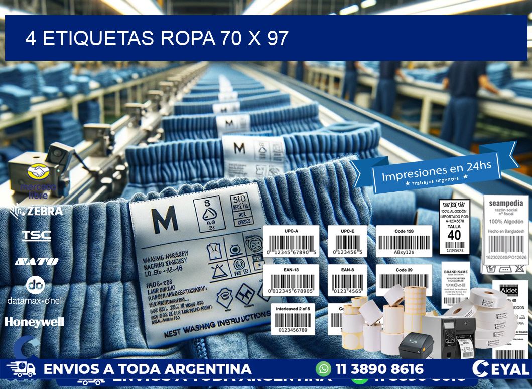 4 ETIQUETAS ROPA 70 x 97