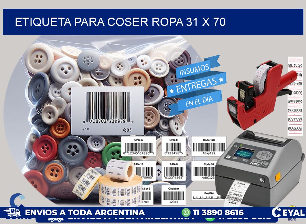 ETIQUETA PARA COSER ROPA 31 x 70