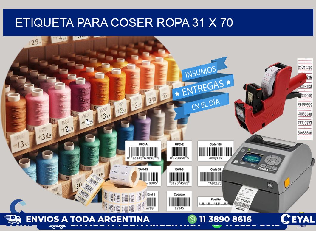 ETIQUETA PARA COSER ROPA 31 x 70