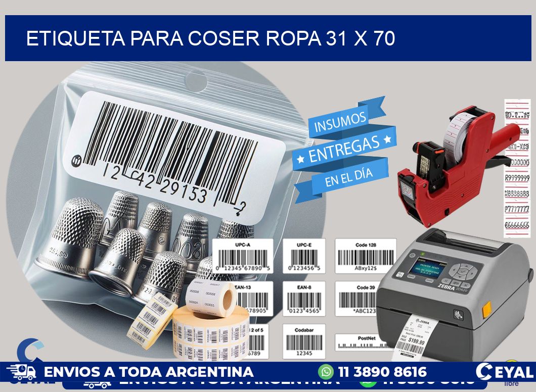 ETIQUETA PARA COSER ROPA 31 x 70