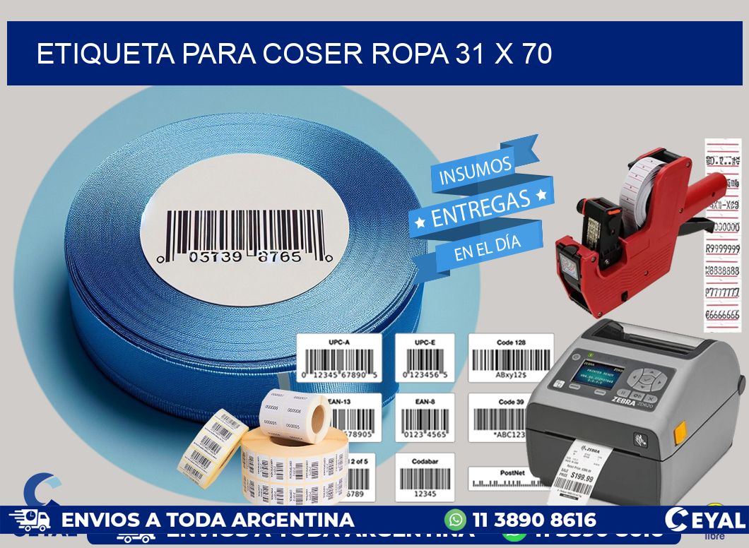 ETIQUETA PARA COSER ROPA 31 x 70