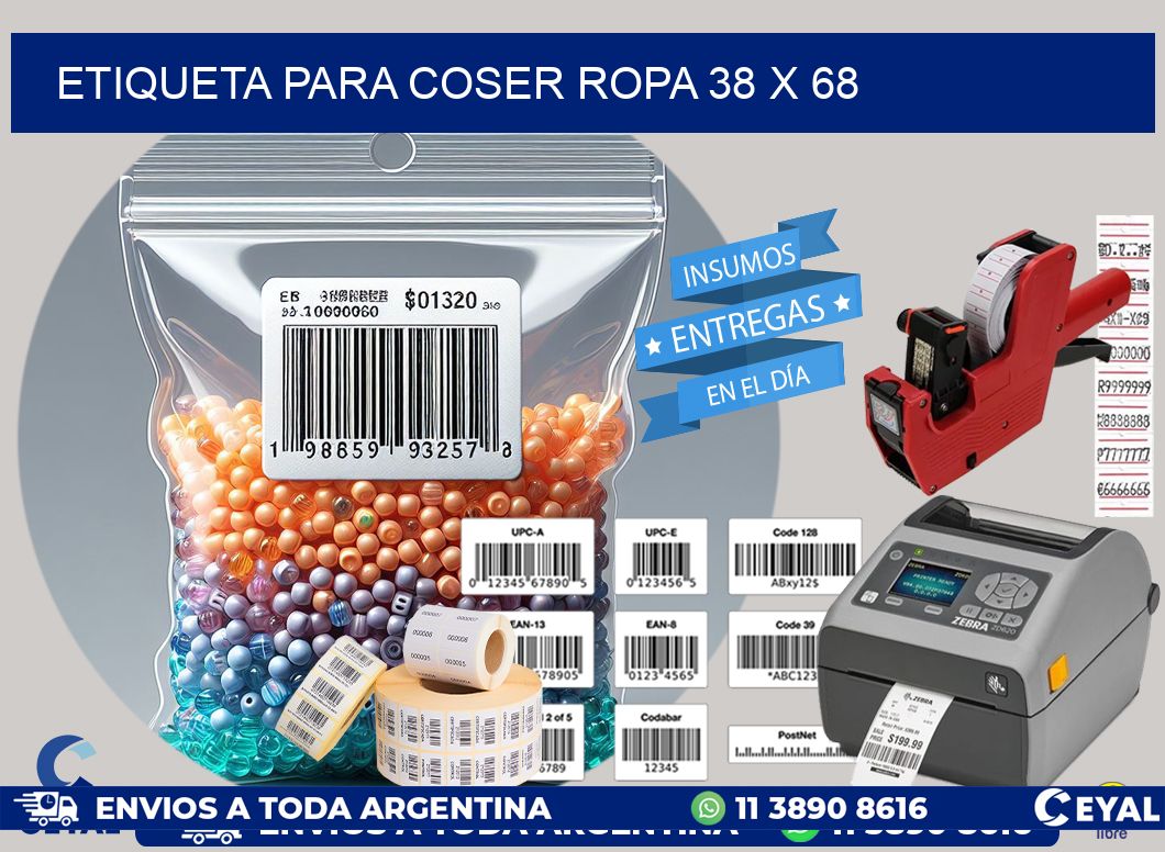 ETIQUETA PARA COSER ROPA 38 x 68