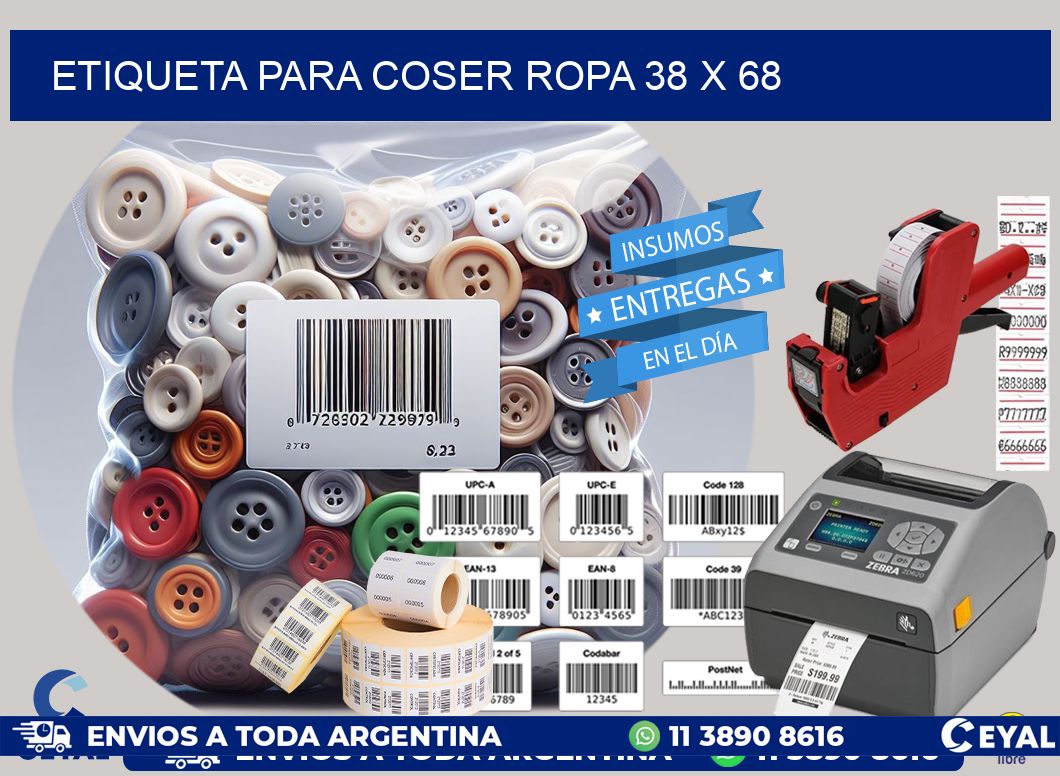 ETIQUETA PARA COSER ROPA 38 x 68