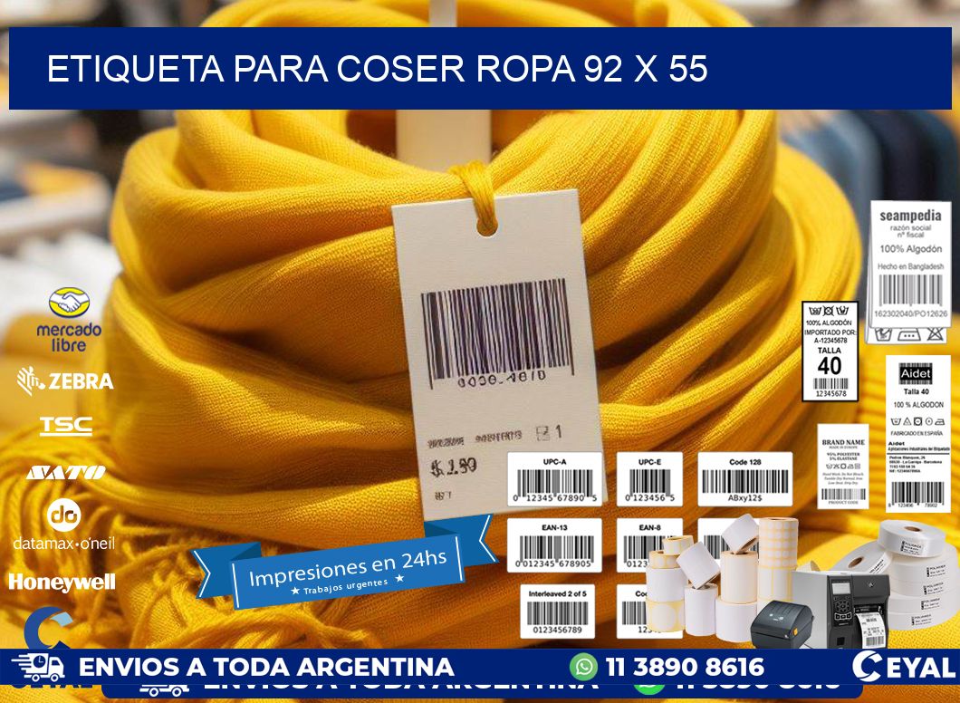 ETIQUETA PARA COSER ROPA 92 x 55