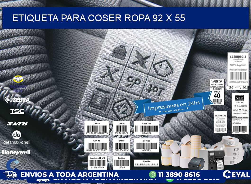 ETIQUETA PARA COSER ROPA 92 x 55