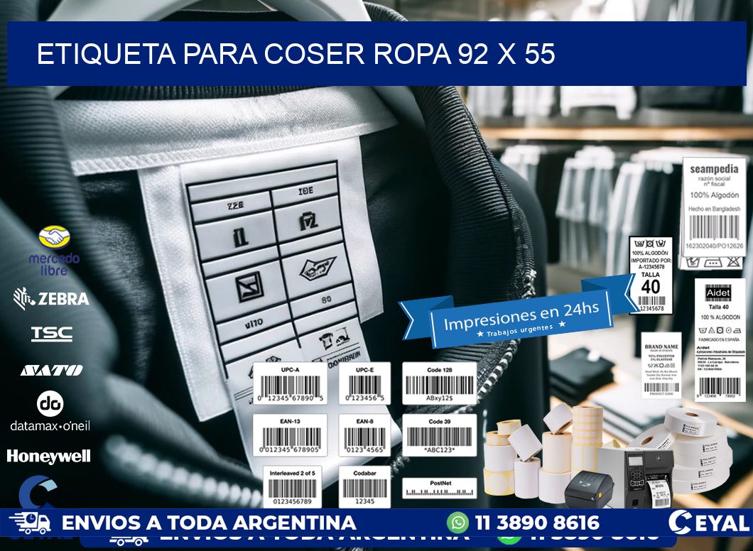 ETIQUETA PARA COSER ROPA 92 x 55