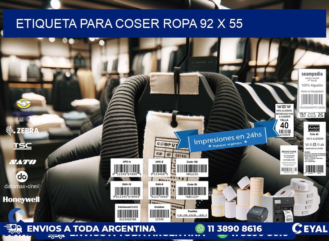 ETIQUETA PARA COSER ROPA 92 x 55