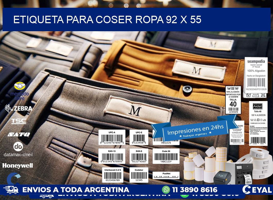 ETIQUETA PARA COSER ROPA 92 x 55