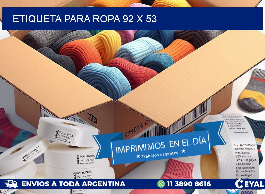 ETIQUETA PARA ROPA 92 x 53