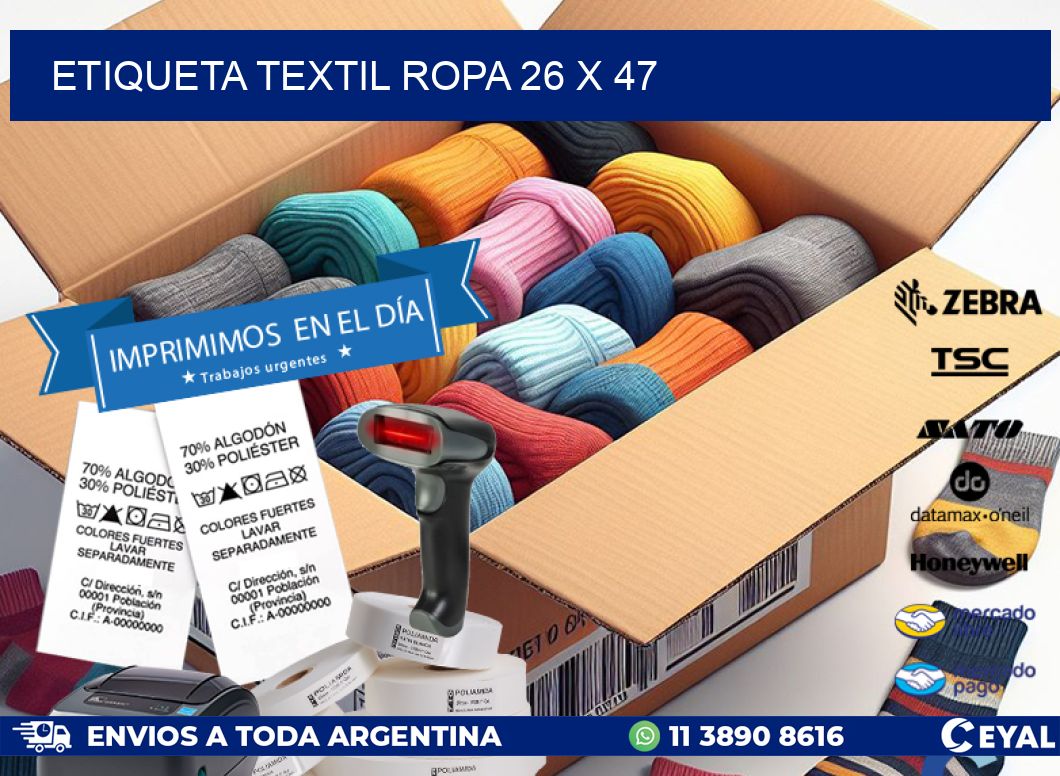 ETIQUETA TEXTIL ROPA 26 x 47