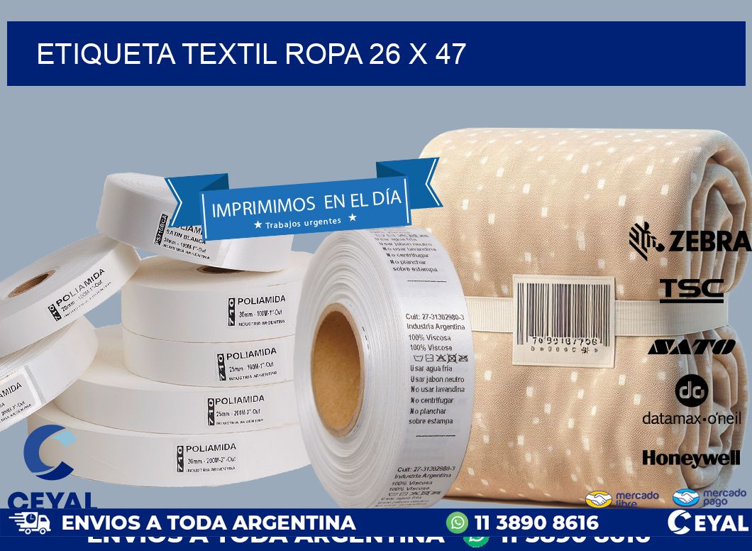 ETIQUETA TEXTIL ROPA 26 x 47