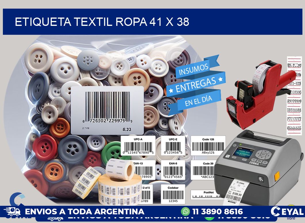 ETIQUETA TEXTIL ROPA 41 x 38