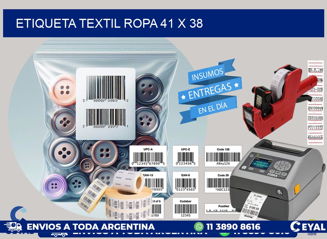 ETIQUETA TEXTIL ROPA 41 x 38