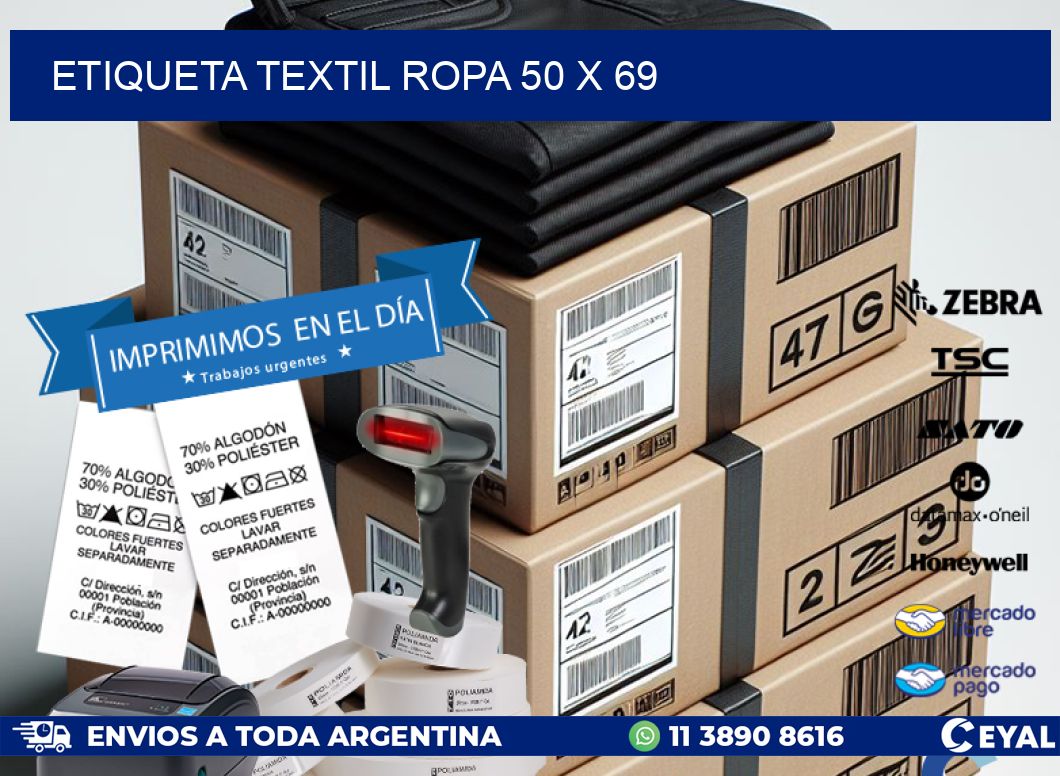 ETIQUETA TEXTIL ROPA 50 x 69